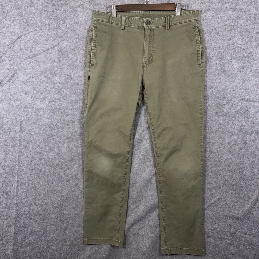 PrAna Westover Pants Mens 33x29 Green Chino Organic Cotton Slim Taper Stretch